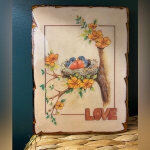 Charming Vintage Love Birds Plaque
